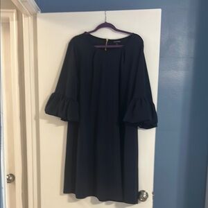 Nina Leonard Black Bishop Sleeve Dress